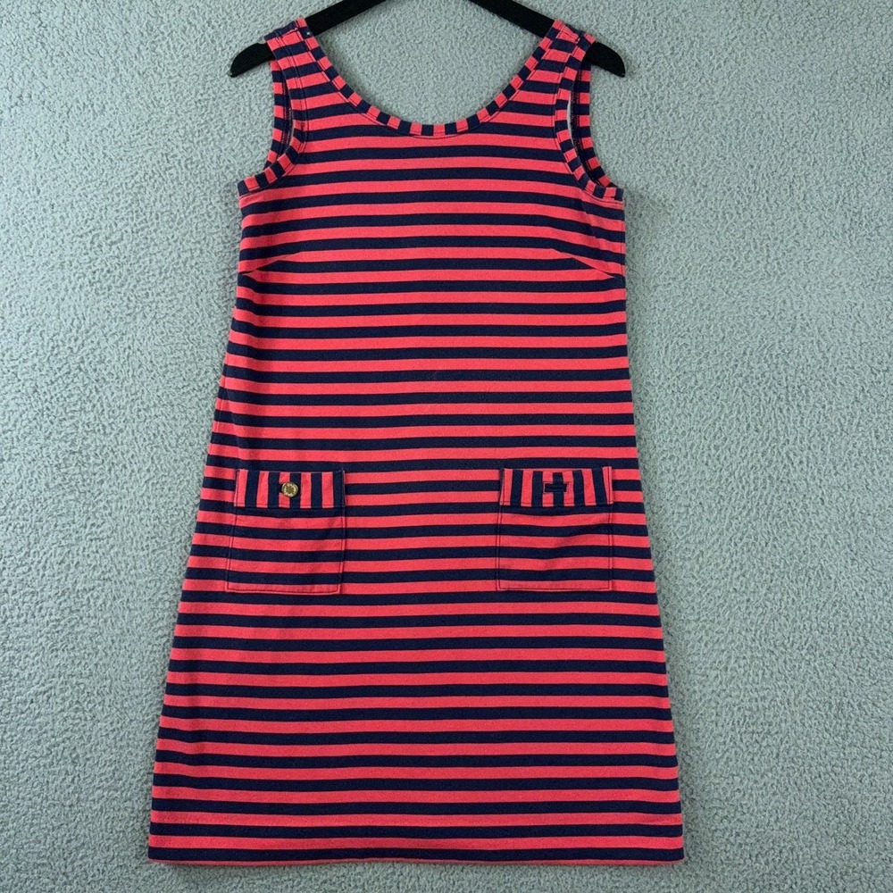 Lilly Pulitzer Tank Dress Women S Pink Blue Striped French Terry Sleeveless FADE